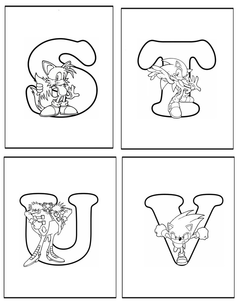 Sonic Printable 37 Page Alphabet Colouring Book Ideal For Etsy