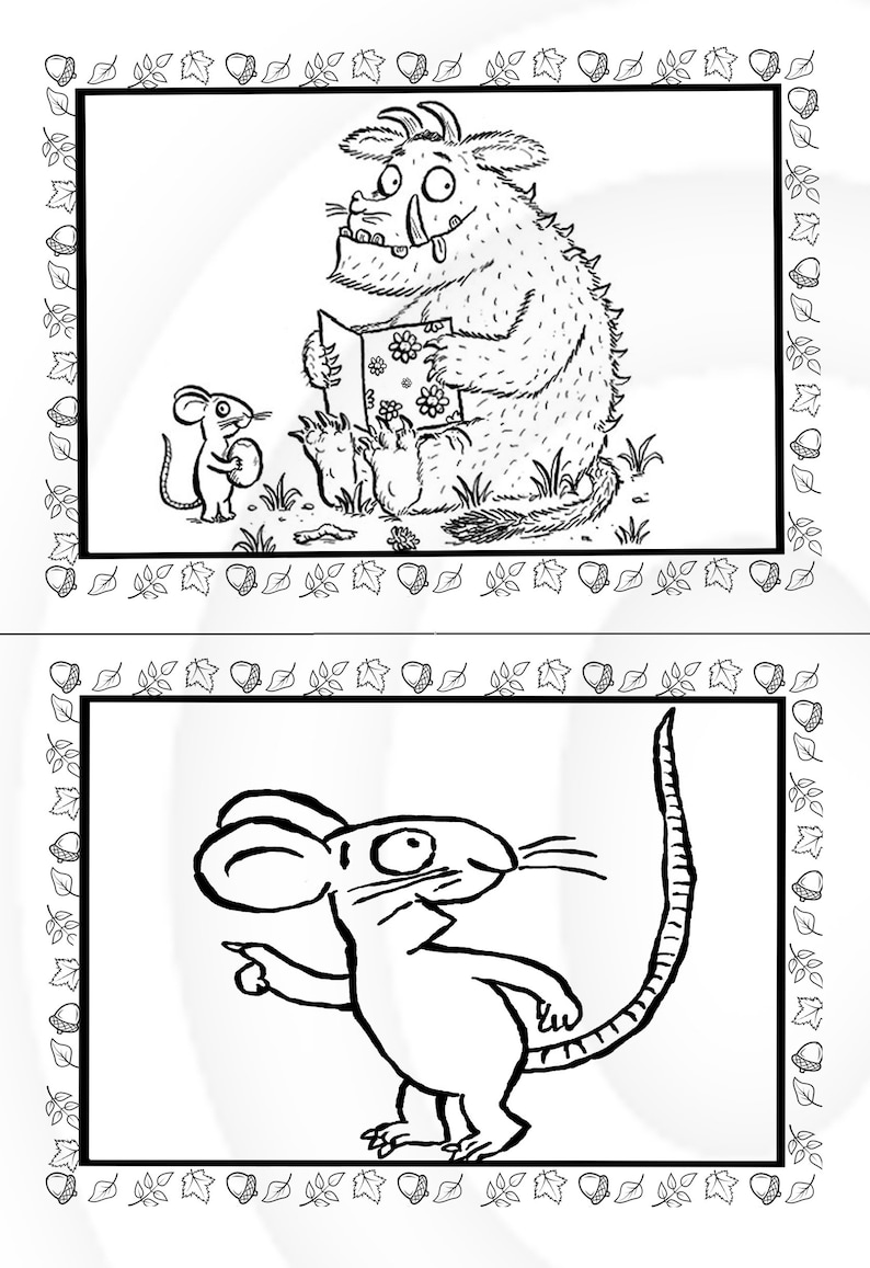 the gruffalo 17 page printable colouring book pages ideal