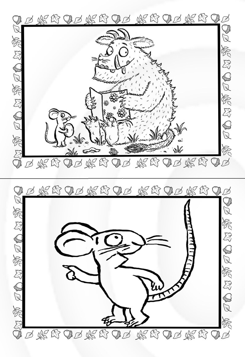 the gruffalo 17 page printable colouring book pages ideal