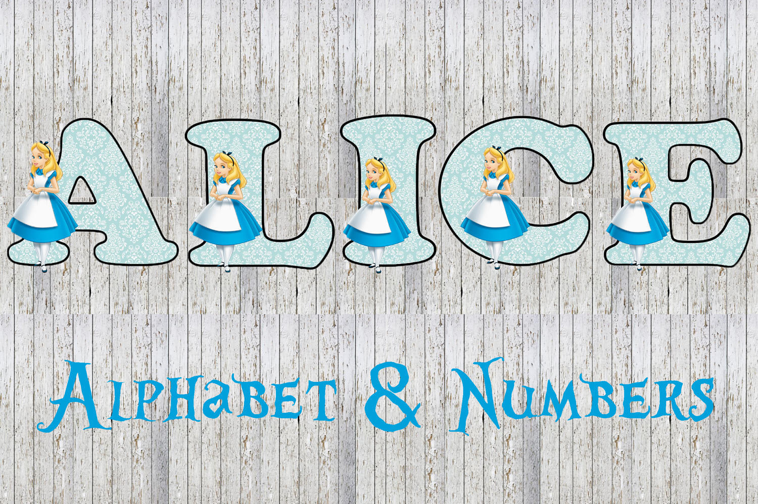 Alice In Wonderland 35 Alphabet And Number Images Party Etsy