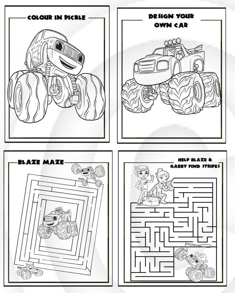 Blaze and the Monster Machines Printable Puzzle Quiz Colouring | Etsy