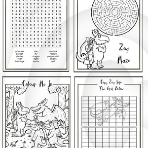 Zog the Dragon Printable Puzzle Quiz Colouring Book Ideal | Etsy