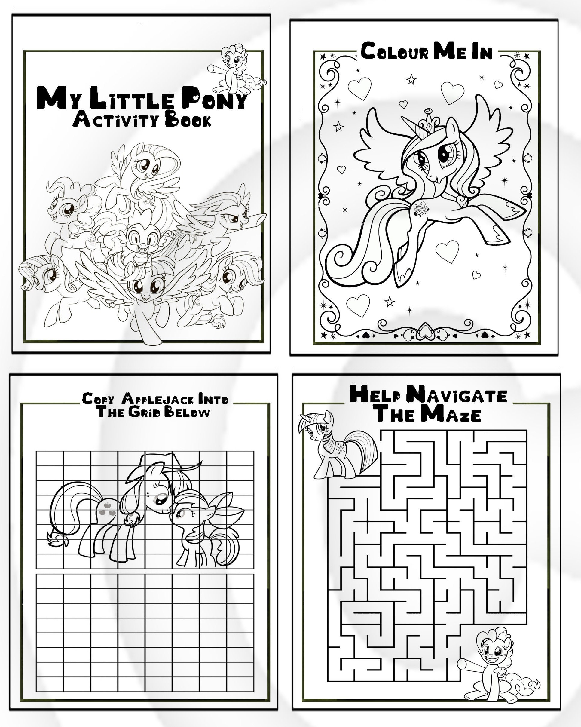 My Little Pony Printable Puzzle Quiz Colouring Book Ideal | Etsy