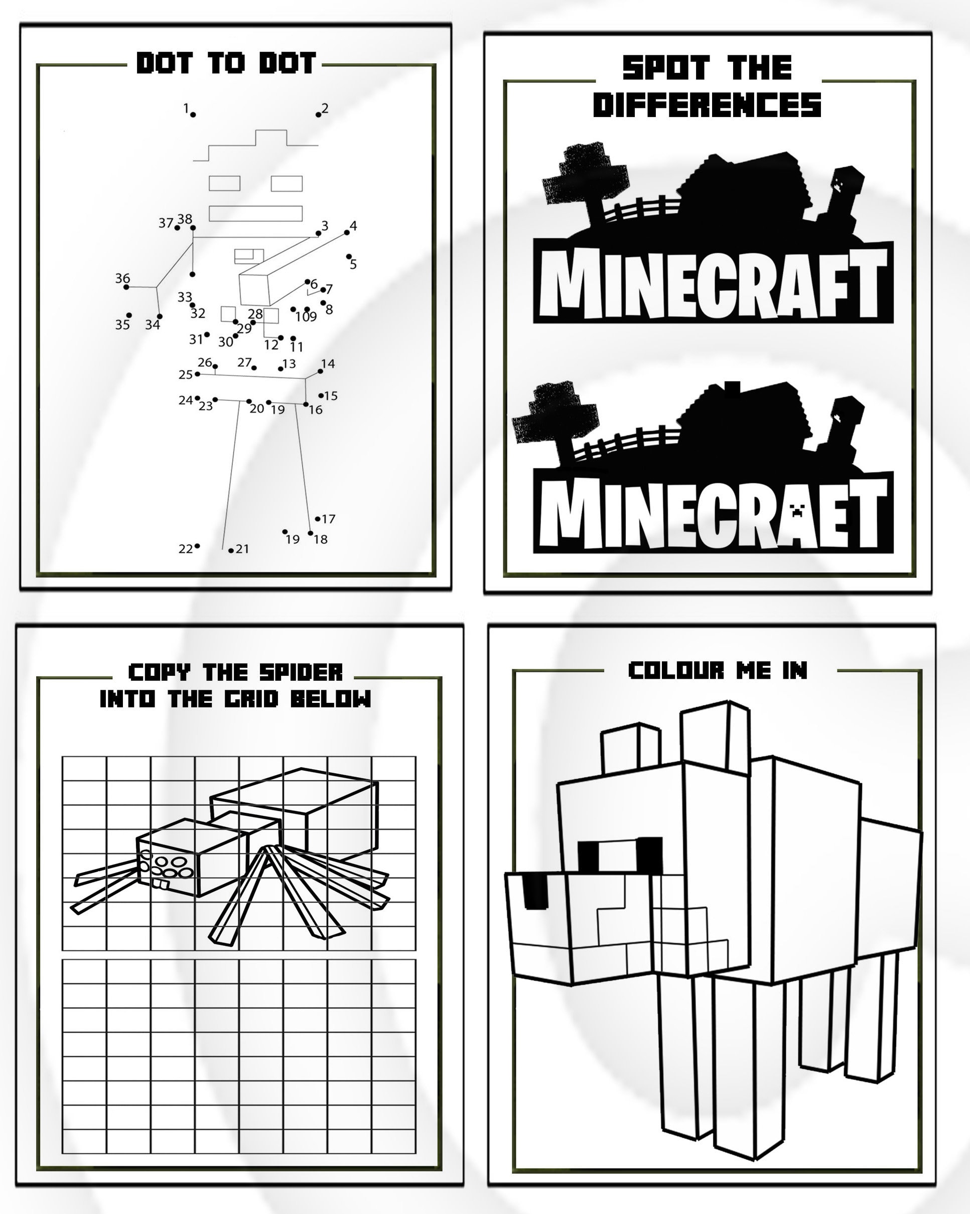 Minecraft 14 página imprimible Puzzle Quiz Libro para colorear | Etsy