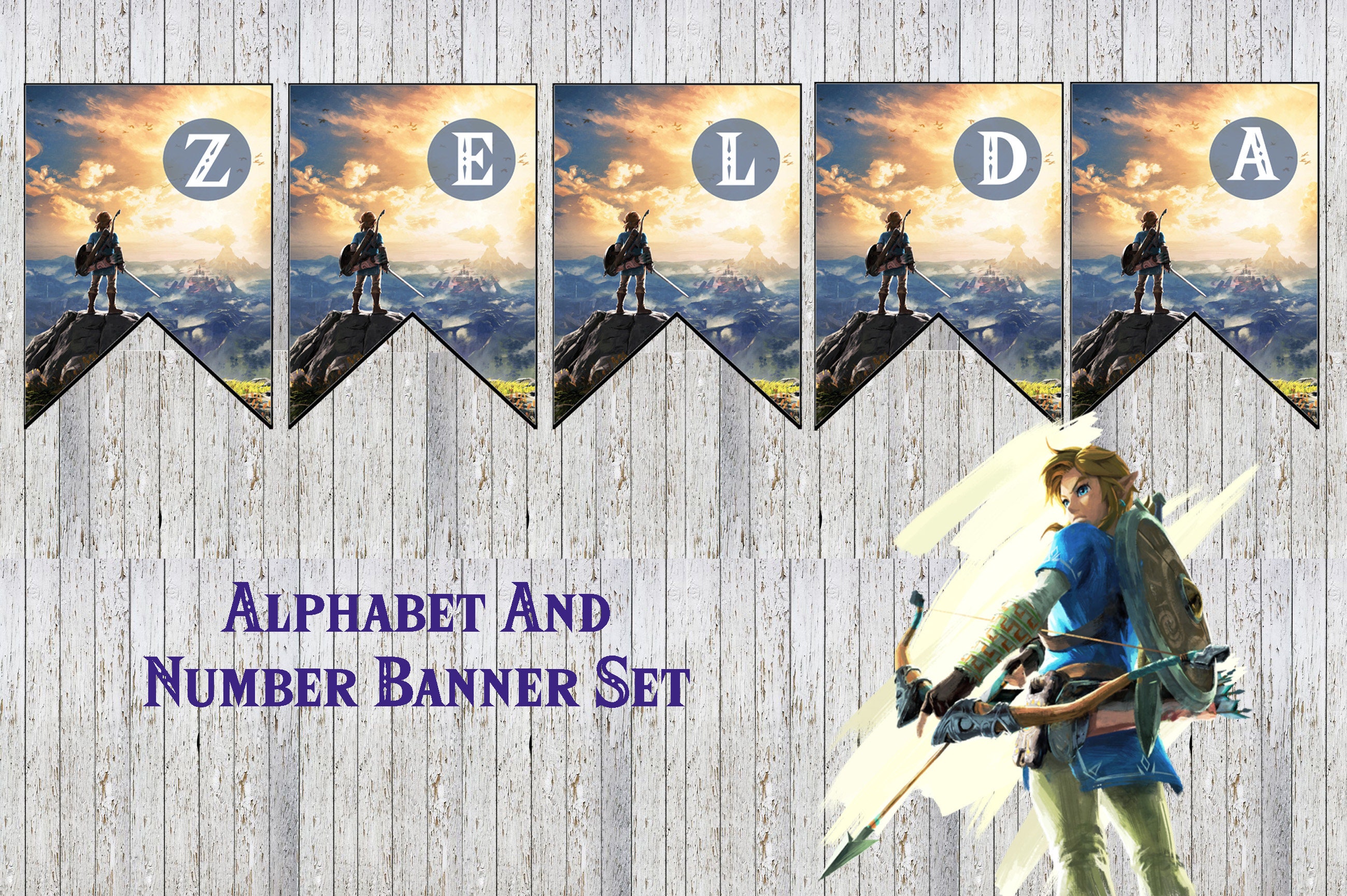 Zelda Breath Of The Wild Link 38 Alphabet Image & Number Flag | Etsy