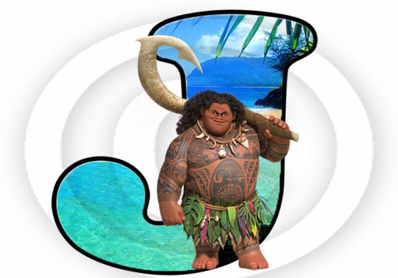 moana maui 35 alphabet and number images party event letter etsy