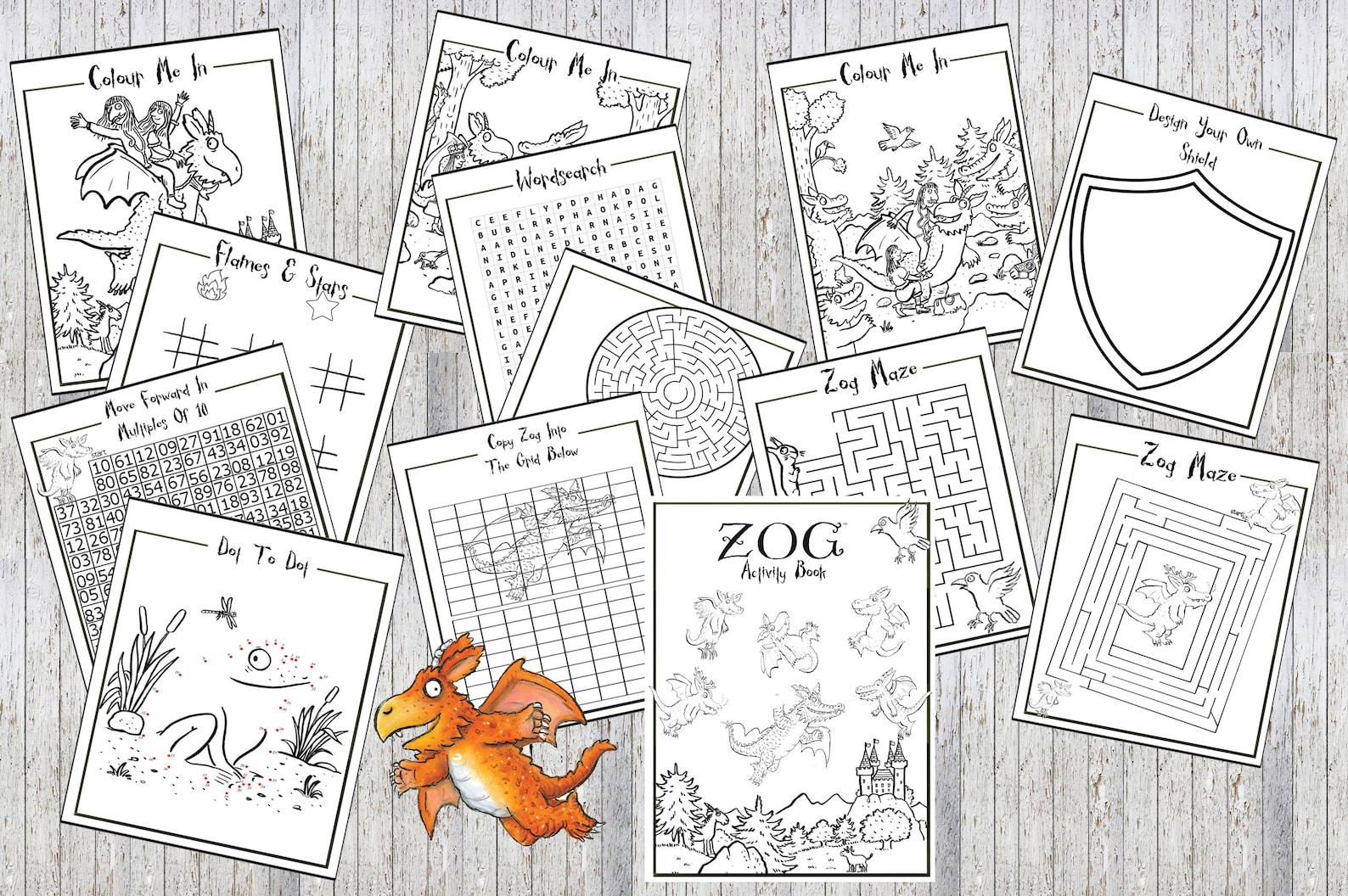 Zog The Dragon Printable Puzzle Quiz Colouring Book Ideal | Etsy