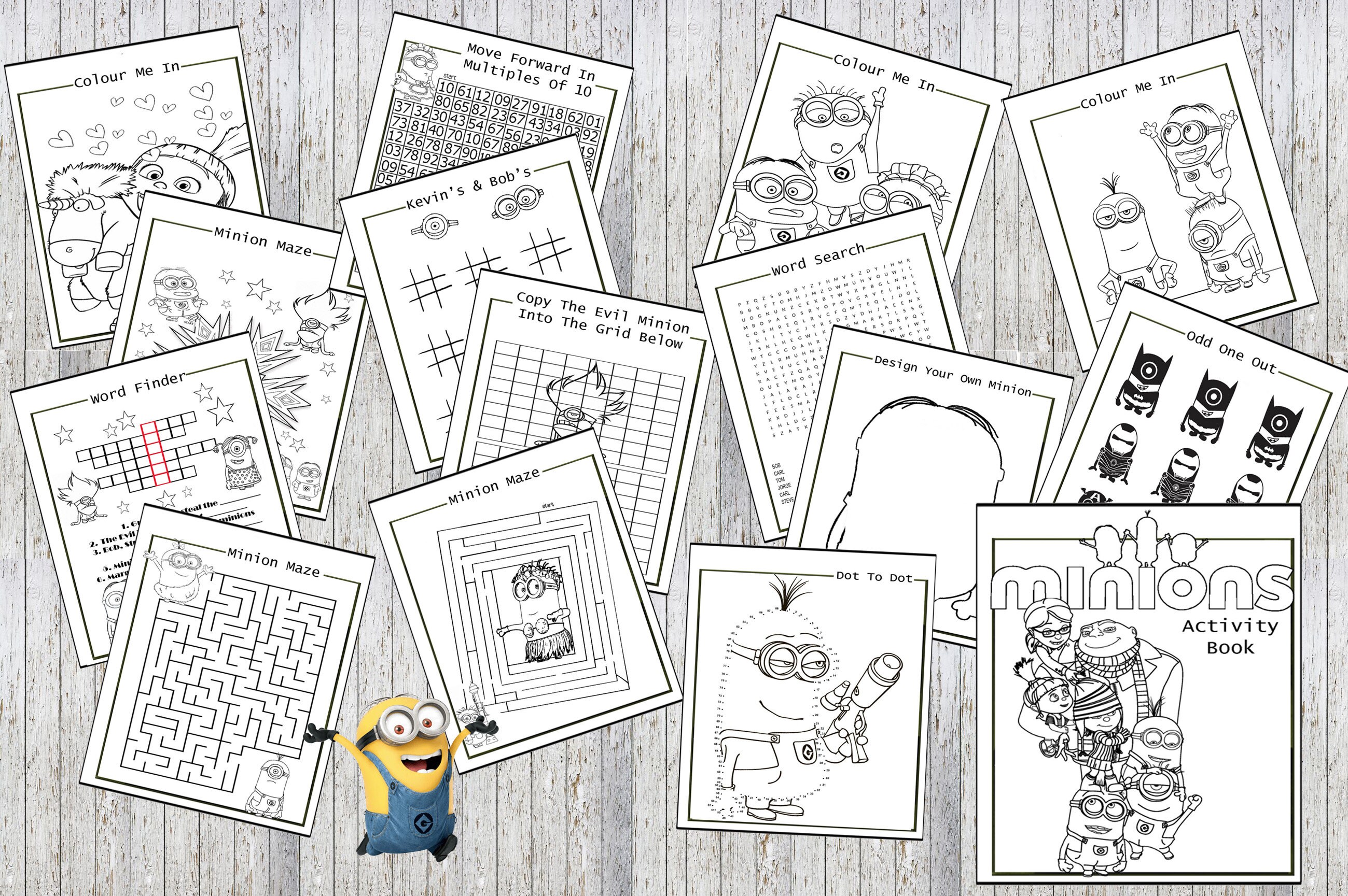 Despicable Minion Printable Puzzle Quiz Colouring Book Ideal | Etsy