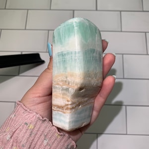 Light Aqua Blue Caribbean Calcite/Aragonite Polished Freeform 5