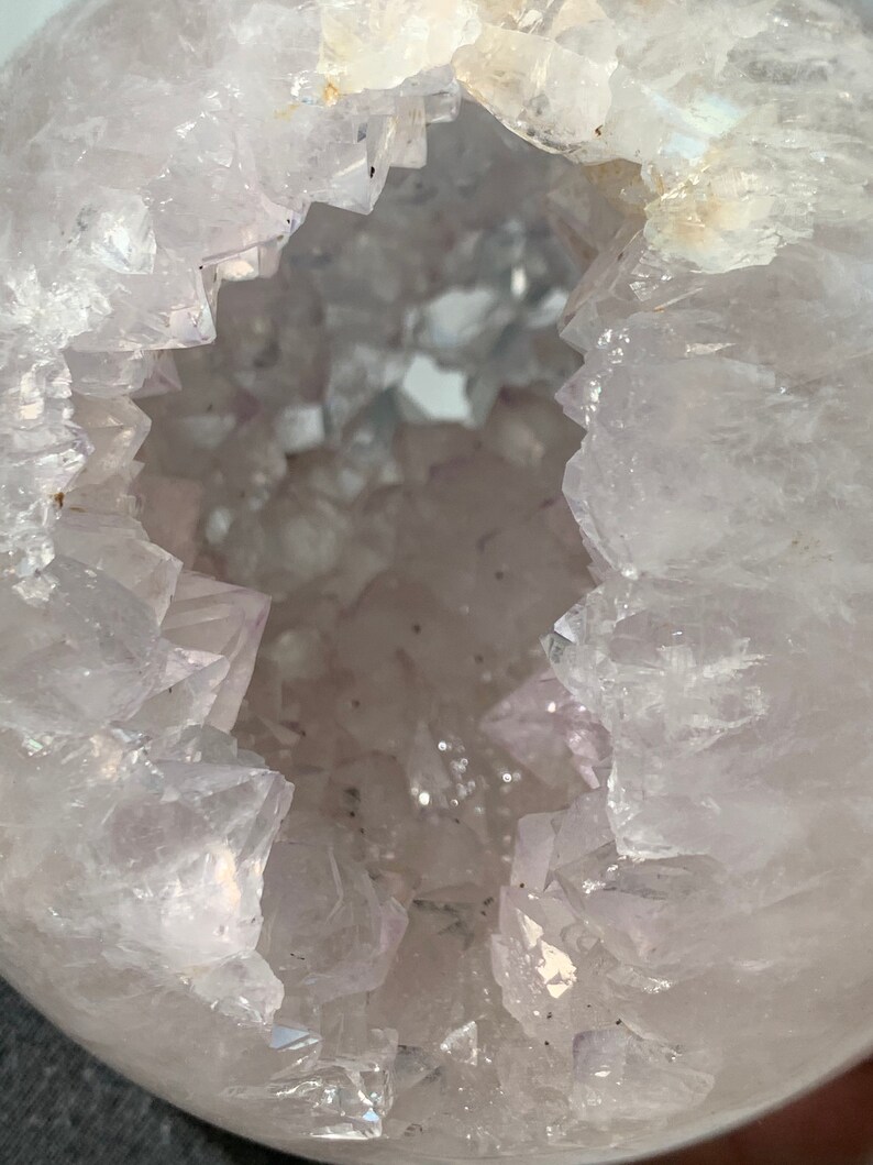 XL Clear Quartz/bleached Amethyst Geode Sphere With Cream and Grey ...
