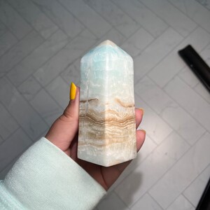 Light Aqua Blue Caribbean Calcite/Aragonite Polished Tower 4