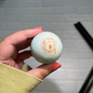 Beachy Shades of Light Aqua Blue Caribbean Calcite/Aragonite Polished Mini Sphere 2