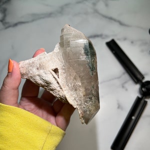 Chunky Himalayan Natural Double Terminated Quartz Crystal Formation with Green Chlorite Inclusions