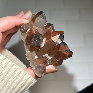Extra High Grade Natural Red and Black Hematite South African Quartz Cluster with Druzy Glitter