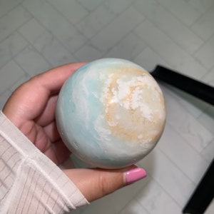 Esfera Pulida De Color Azul Aqua Azul Caribe Calcita/Aragonita