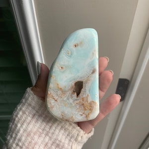 Light Aqua Blue Caribbean Calcite/Aragonite Polished Freeform 3