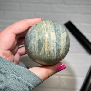 Argentina Winter Ocean Blue Calcite/Blue Onyx/Aquatine Calcite Polished Sphere 2