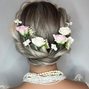 Wedding Hairpins, Bridal Hair Clips, Wedding Rose Pins, Bridal Hair Accessories, Rose Flower Pins, Clay Flower Rose Pins, Wedding Headpiece