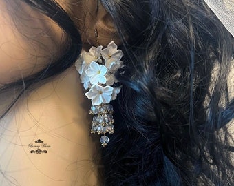 Swarovski Bridal Earrings, Crystal Earrings, Wedding Earrings, Flowers Earrings, Bridal Earrings, Flower Bridal Earrings, Luxury Earrings
