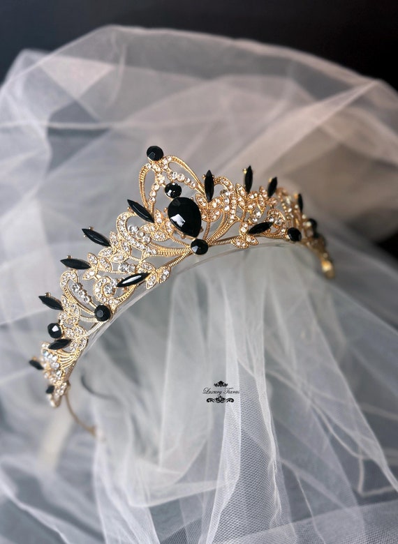 Crystal Bridal Tiara Crown - Clear Crystal and Gold Rosamund Baroque Bridal Tiara – Silver, Gold & Rose Gold  main image 4