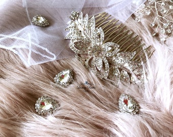 Vintage Hair Combs, Swarovski Hair Comb, Silver Wedding Hair Comb, Crystal Wedding Hair Comb, Bridal Hair Comb, Swarovski Bridal Headpieces