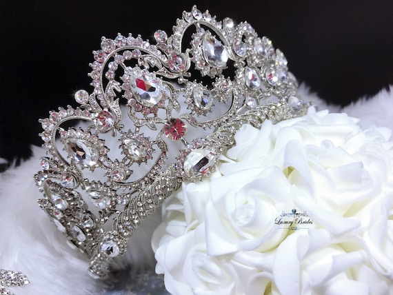 Crystal Wedding Tiara, Silver Bridal Crown, Rhinestone  display picture 1