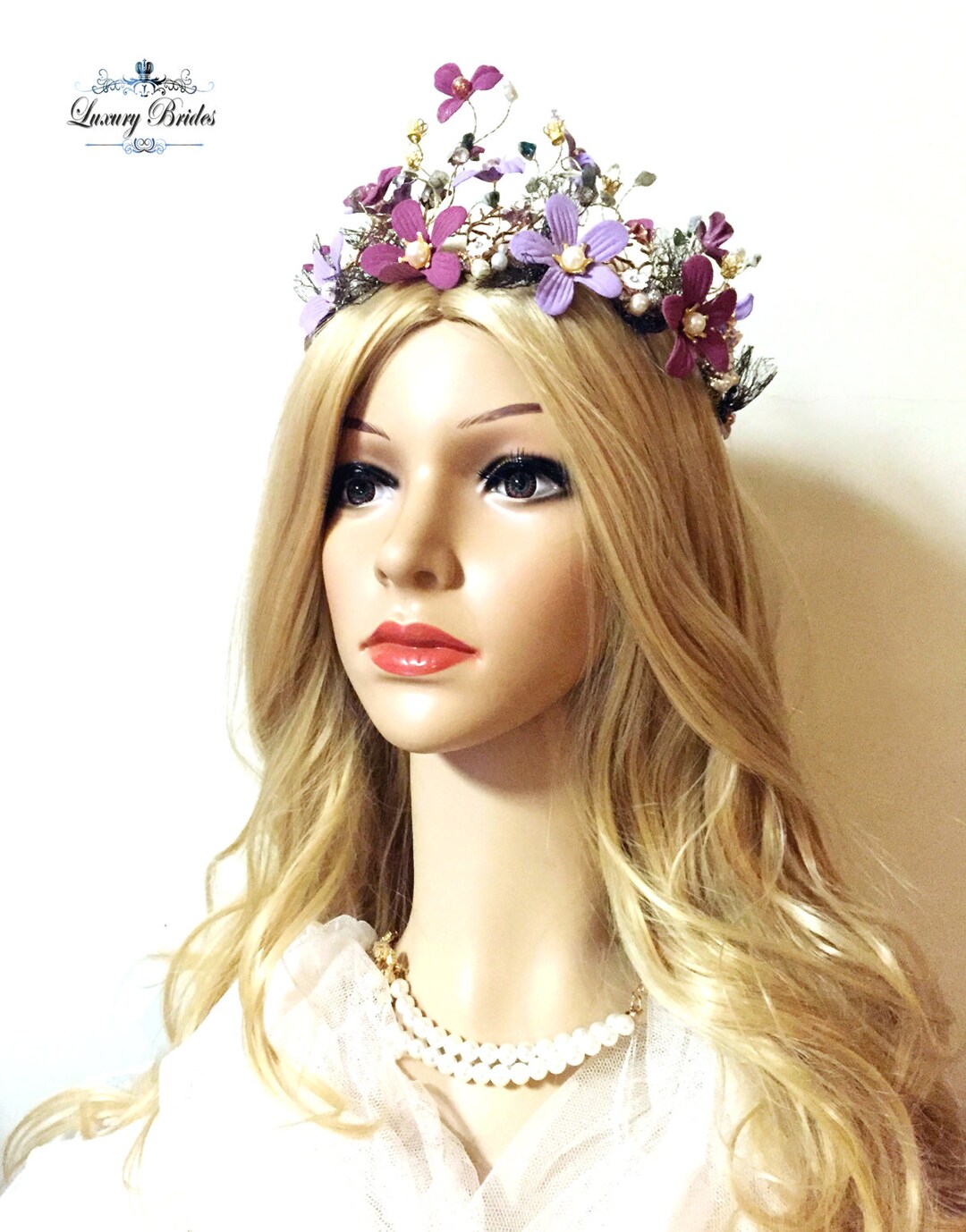 Bridal Headpiece Flower Crown Wedding Headpiece Beaded Etsy