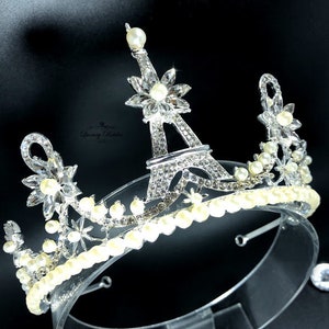Tiara nupcial perla, corona nupcial de boda, tiara de cristal de plata, tiara nupcial de boda, tiaras para novias, tiara de boda de lujo, tiara rara