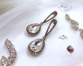 Swarovski Crystal Bridal Dangle Earrings, Sterling Silver