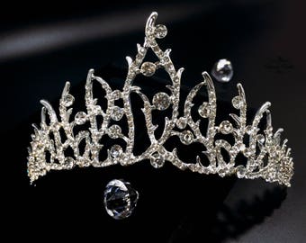 Crystal Wedding Tiara, Rhinestone Bridal Headpiece, Handmade