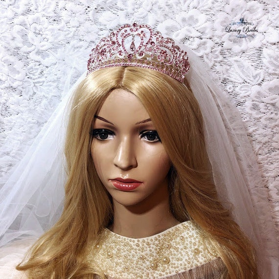 MinnowXY Viola Vintage Corona Matrimonio Tiara Da Sposa Per Strass Pietra Cerchio Cerchio Lusso Dei Monili Dei