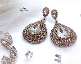Swarovski Crystal Bridal Dangle Earrings, Sterling Silver