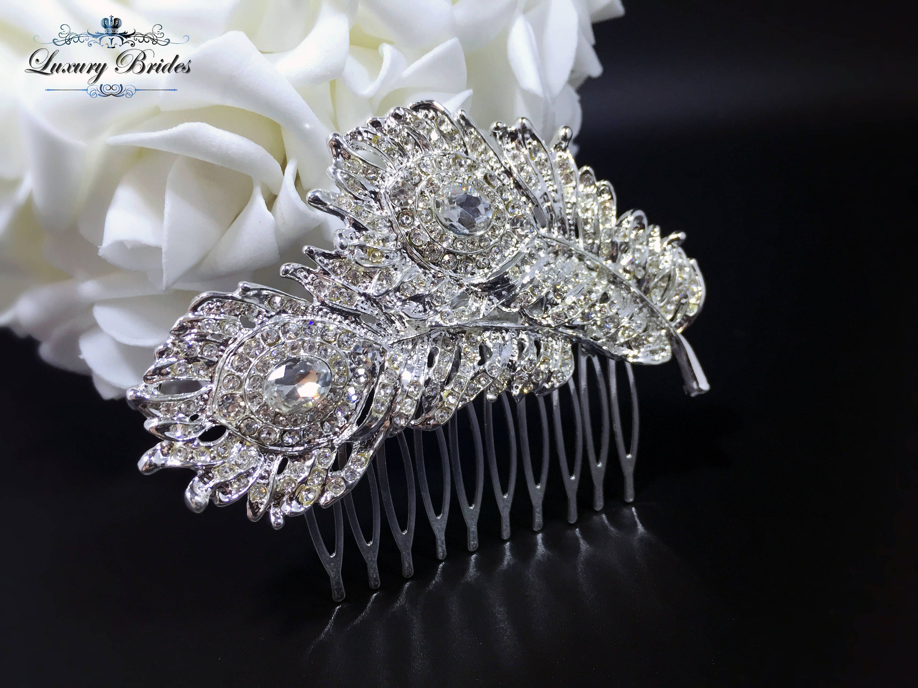 Luxury Bridal Crystal Hair Piece Comb Ivory and Co Gold Crystal Encrusted Sparkling Hair Comb main image 3