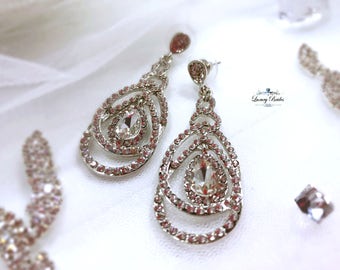 Swarovski Bridal Earrings, Crystal Earrings, Wedding Earrings, Diamante Earrings, Bridal Earrings, Dangle Bridal Earrings, Luxury Earrings