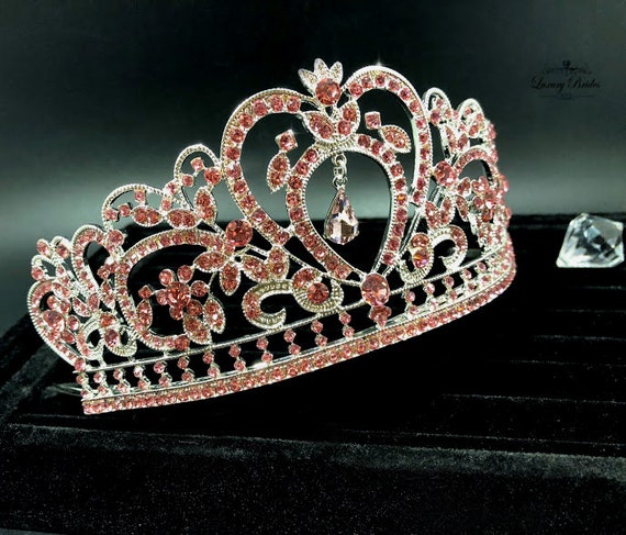Elegant Pink and Silver Crystal Tiara Amazon.com : Didder Elegant Silver Tiara with Pink Crystals  main image 3