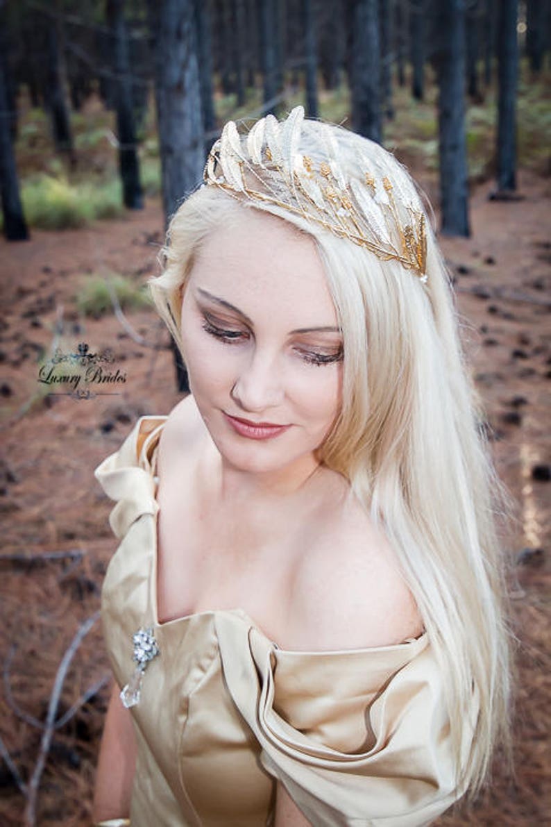 Gold Bridal Leaf Tiara, Bridal Leaf Headband, Bridal Leaf Crown, Leaf
