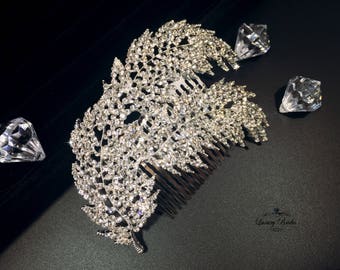 Vintage Rhinestone Wedding Hair Comb, Silver Bridal Headpiece