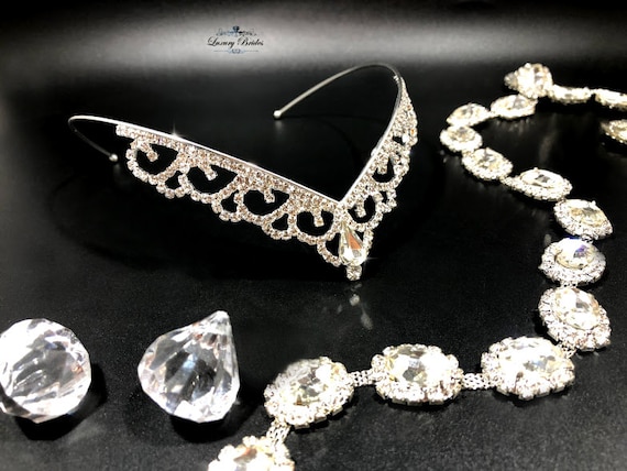 Rhinestone Crystal Tiara Headpiece in Silver Handmade Crystal Rhinestone Wedding Tiara Headpiece - Etsy main image 3