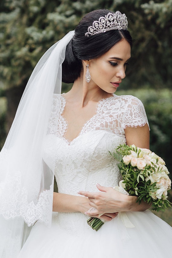 Crystal Wedding Tiara, Silver Bridal Crown, Rhinestone 