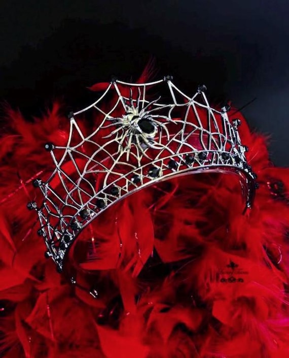 Spider Tiara, Black Rhinestone Crystal Wedding Crown 