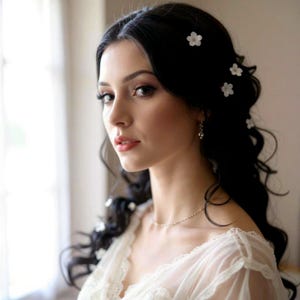 Wedding Hairpins, Bridal Hair Pins, Wedding Flowers Pins, Flower Hair Pins, White Flower Hair Pins, Pearl Flower Pins, Bridal Flower Pins