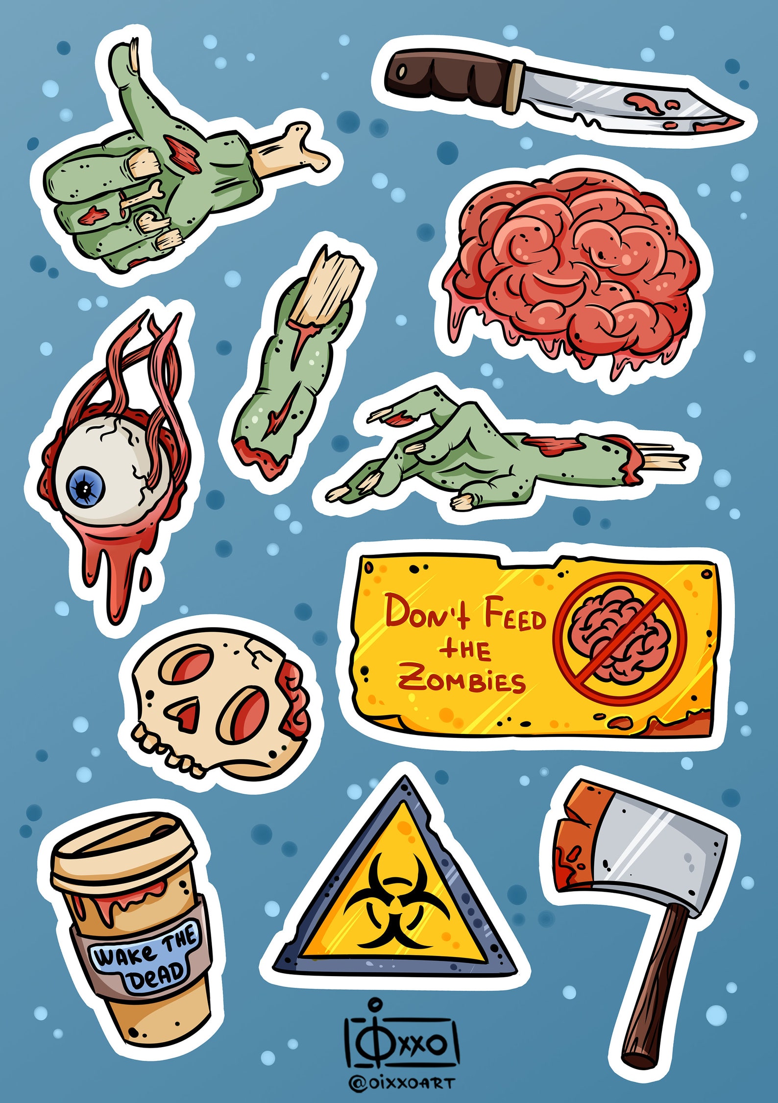 Zombie Stickers A6 Sticker Pack Etsy
