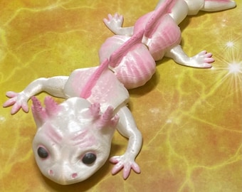 Adorable 3D Printed Axolotl Figurine – Articulated Design with Hand-Painted Details
