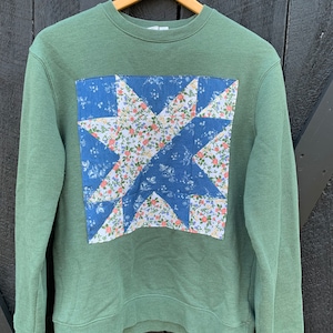 Quilt Patch Crewneck Sweater