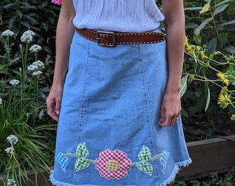 Applique Denim Skirt