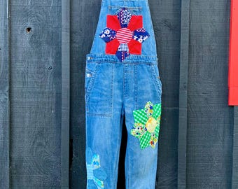 Dresden patchwork overalls