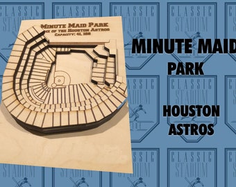 Houston Astros Minute Maid Park- Maple Laser-Cut and Engraved Stadium