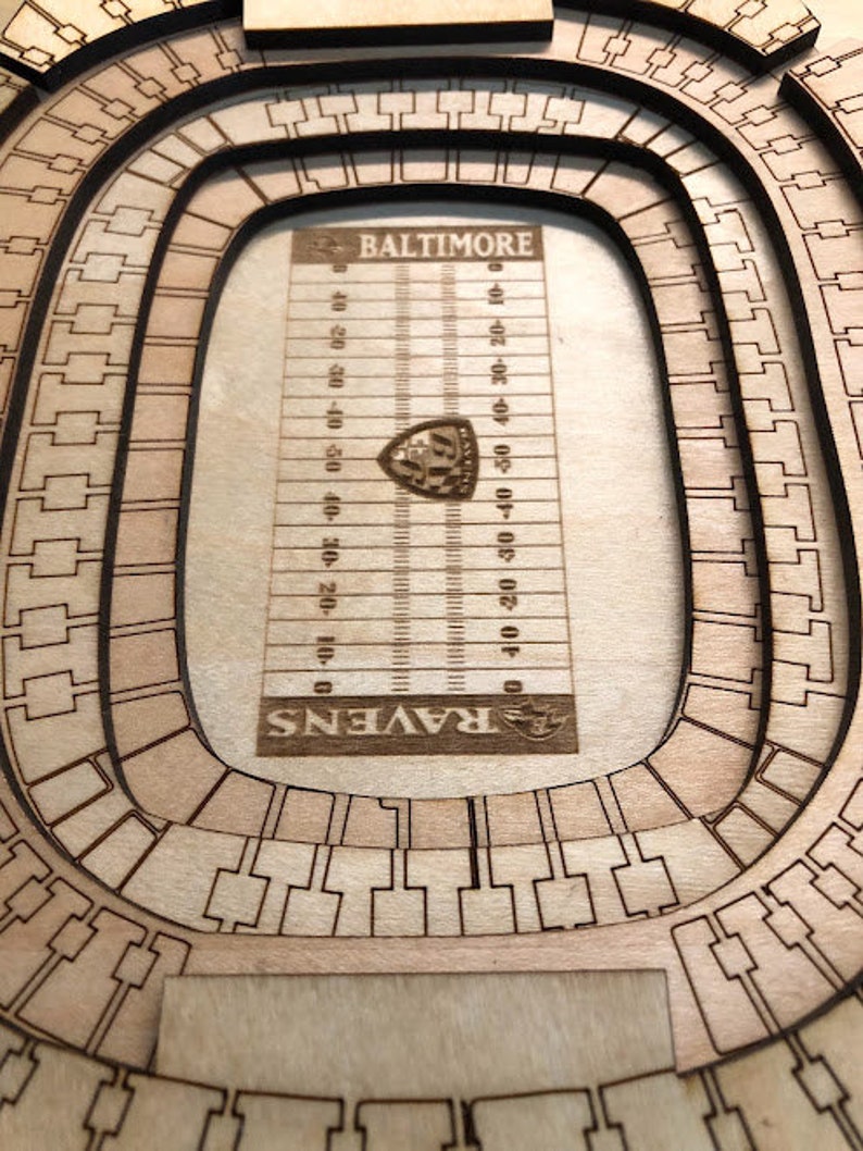Baltimore Ravens, M&T Bank Stadium Maple Laser-Cut and Engraved Stadium image 2