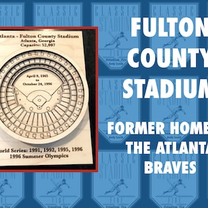 Atlanta Fulton County Stadium - Maple Laser-Cut and Engraved
