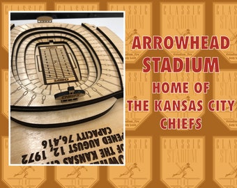 Kansas City Chiefs Arrowhead Stadium - Maple Laser-Cut and Engraved